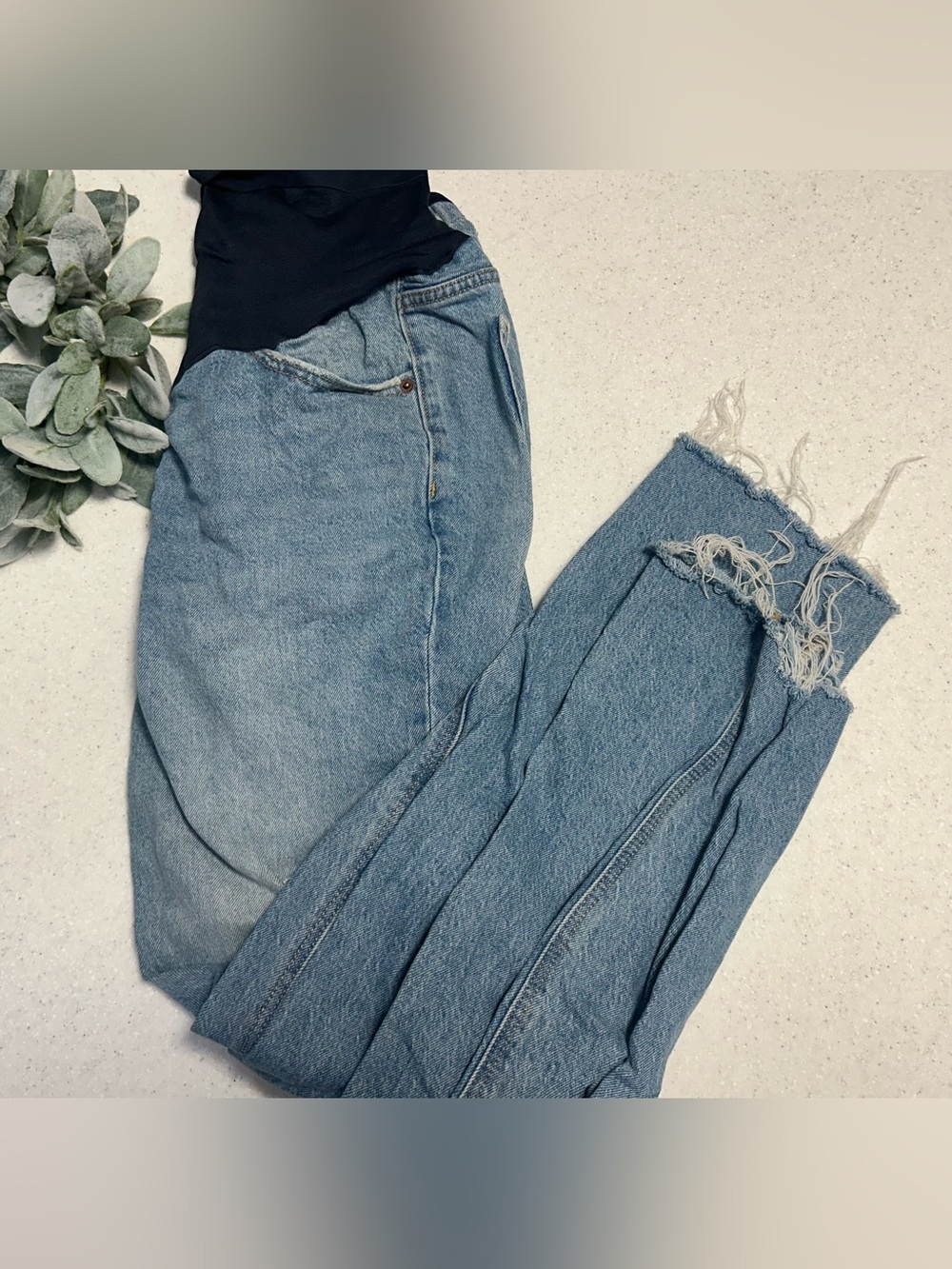 Old Navy Slouchy Straight Maternity Jeans Full Panel Size 8 Long